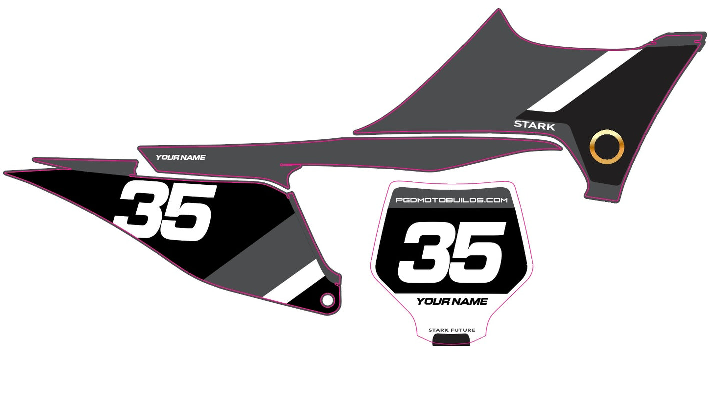 Stark Varg Spoiler/Shroud & Number Plates Graphics Kit V8 (Grey or Red)