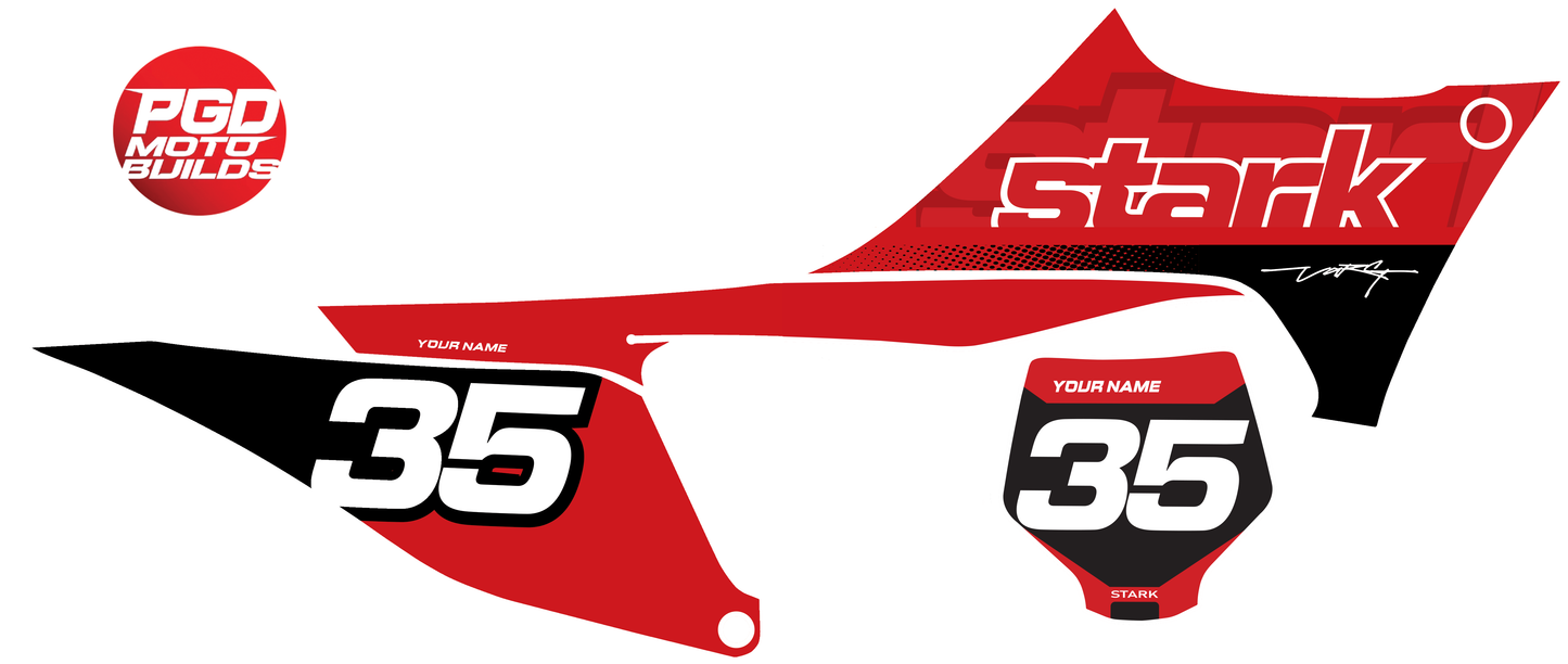Stark Varg Spoiler/Shroud & Number Plates Graphics Kit RED V3