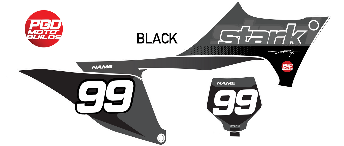 Stark Varg Spoiler/Shroud & Number Plates Graphics Kit GREY V3 (Black or Red)